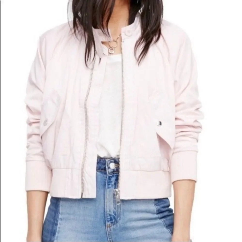 Free people Women’s  Pink Bomber Jacket. Size small.